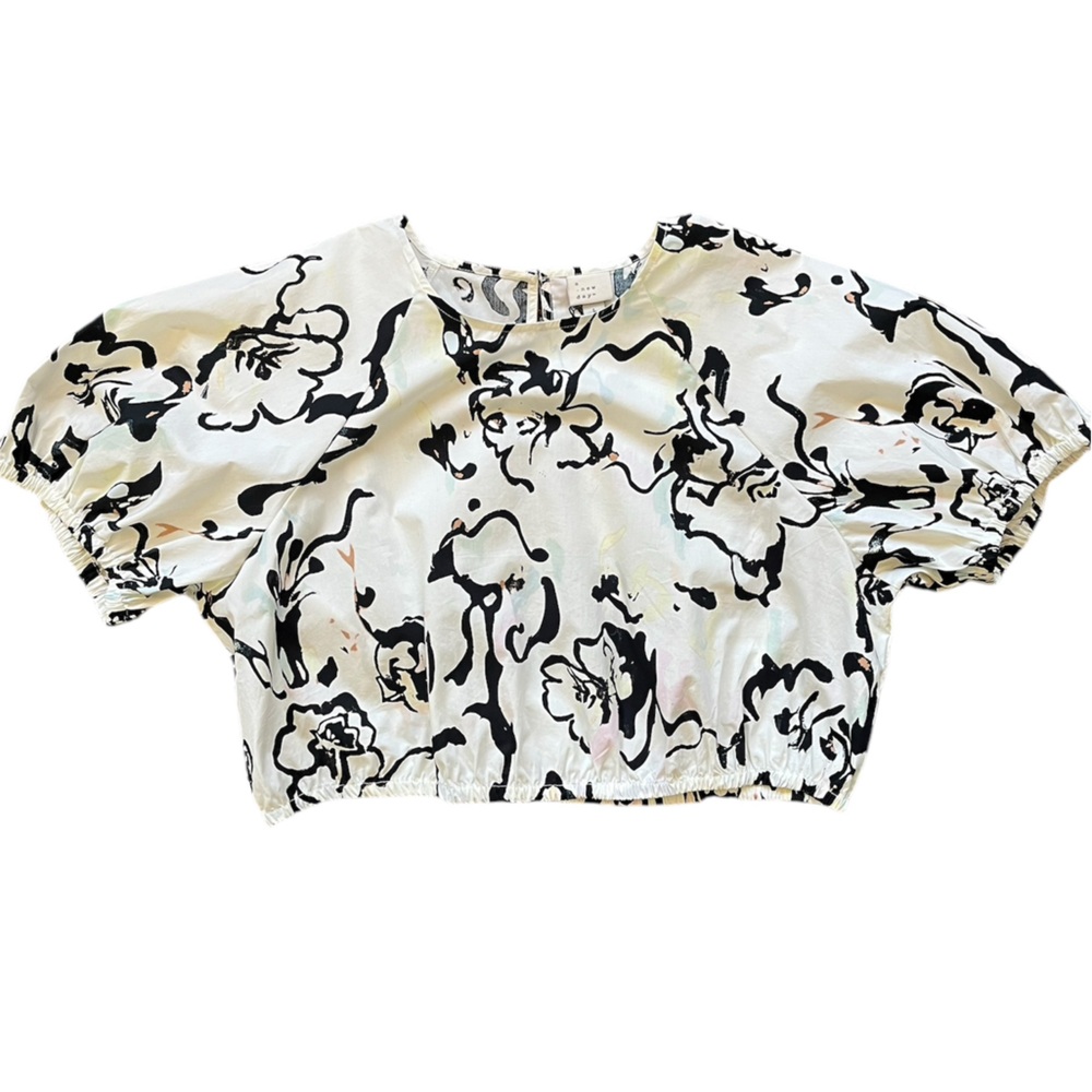 Floral Print Bubble Short Sleeve Top